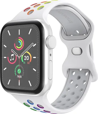 Image de Bracelet imoshion Silicone Sport⁺ pour Apple Watch | 44/45/46/49 mm - Taille M/L - White Rainbow