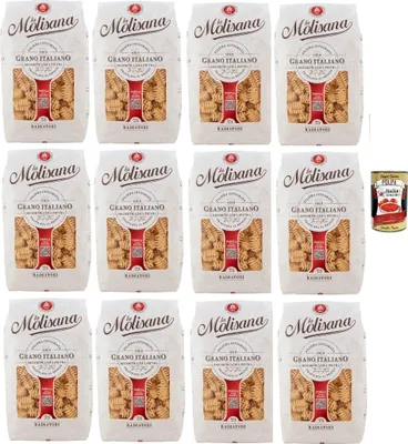 Produktbild von La Molisana Radiatori N°73, Pasta Lenta Lavorazione Teigwaren aus Hartweizengrieß Bronze-Zeichnung 12x 500g + Italian Gourmet polpa 400g