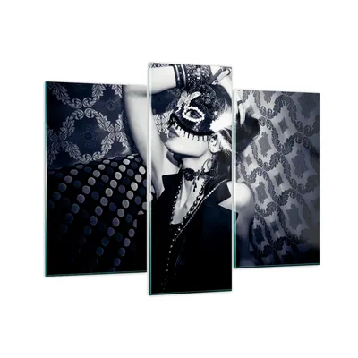 Produktbild von Bilder auf glas - Frau Karneval Maske Mode - 130x100cm - Glasbilder - Wandbilder - Kunstdruck - zum Aufhängen bereit - Wanddekoration aus Glas - Glas Bilder - Wandbild auf Glas - GCB130x100-2212