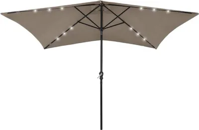 Produktbild von The Living Store Sonnenschirm mit LEDs und Stahl-Mast Taupe 2x3 m