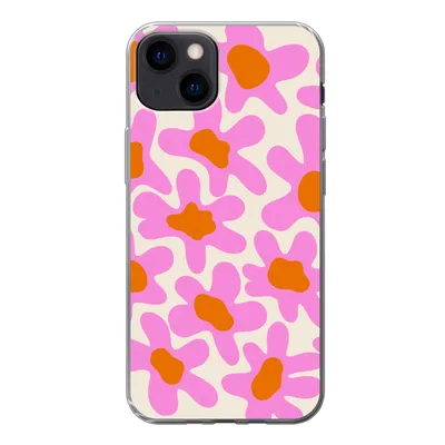 Produktbild von MuchoWow® Handyhülle Schutzhülle Hülle für iPhone 13 Blume - Rosa - Muster Silikon Softcase Handy Hülle - Karteninhaber - Geburtstag Teenager