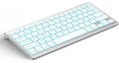Immagine prodotto di Tastiera Bluetooth AZERTY, color argento, con illuminazione a 7 colori e 3 canali Bluetooth, compatibile con iOS, iPadOS e macOS