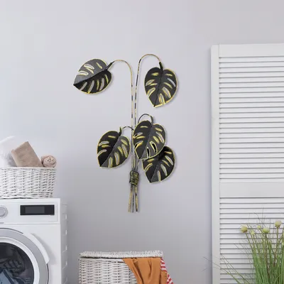 Obrázek produktu pro Wallity, Monstera - Gold, Dekorativní kovový doplněk na zeď, 100 % KOV, Vícebarevná, 68 x 98 cm
