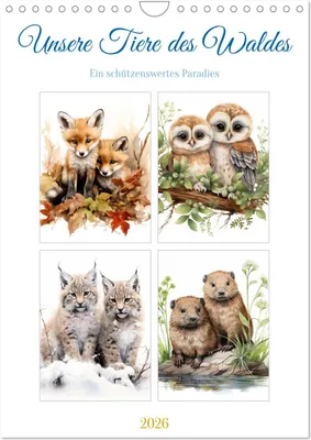 Produktbild von Unsere Tiere des Waldes (Wandkalender 2026 DIN A4 hoch), CALVENDO Monatskalender