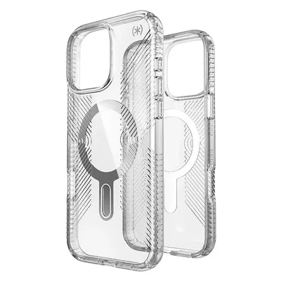 Two clear iPhone cases are shown side-by-side against a white background.