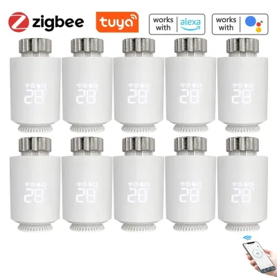 Produktbild von 10X Zigbee Smart Heizkörperthermostat Thermostatventil Tuya App und Programmierbares Heizkoerperventil Heizkörper Thermostat Heizung Kompatibel mit Alexa & Google Home