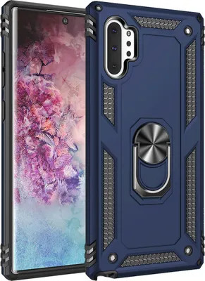 Produktbild von LaimTop Galaxy Note 10+ Hülle, Hybrid Robuste Rüstung Drehbarer Ring Halter Ständer Dual Layer Hard PC + TPU Stoßfest Schutzhülle für Samsung Galaxy Note 10 Plus / Galaxy Note 10+ Navy