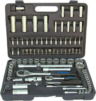 Productafbeelding van Set van 94 stuks, bestaande uit 1/4" en 1/2" dopsluitingen, verchroomd vanadiumstaal
