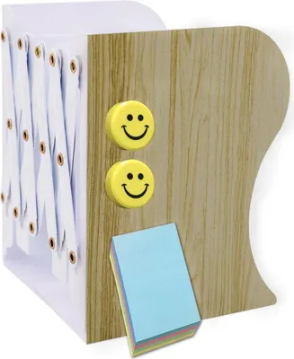 Immagine prodotto di Qualsen Fermalibro regolabile in metallo per bambini, supporto per libri in finto legno