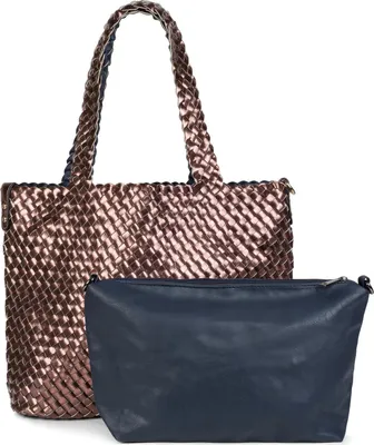 Produktbild von styleBREAKER XXL Wendetasche in Flecht-Optik, Shopper Tasche, 2 Taschen, Handtaschen Set, Bag in Bag, Schultertasche, Damen 02012163
