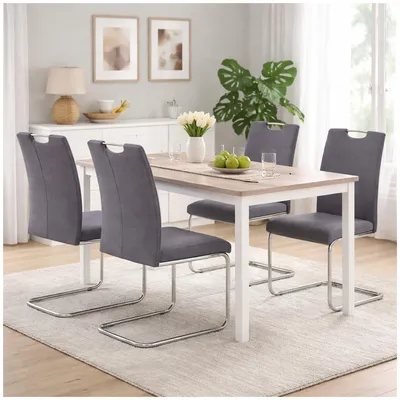 Produktbild von Esszimmerstuhl 4er Set Grau Webstoff Kelly C