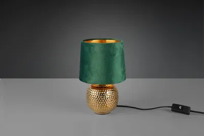 Produktbild von Reality Sophia Tischleuchte E14  ⌀16cm Goldfarbig Samtschirm Grün