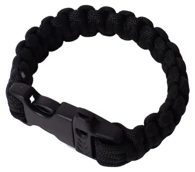 Produktbild von tevenger Paracord Survival Outdoor Armband Steckschließe Pfeife Fallschirmschnur Männer Herren Schmuck Men Bracelet 25cm schwarz