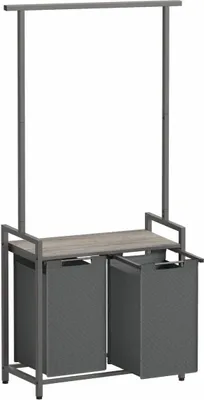 Zdjęcie produktu dla Organizer do Segregacji Prania 2w1 Kosz 2x46L Wieszak  Loft Szary