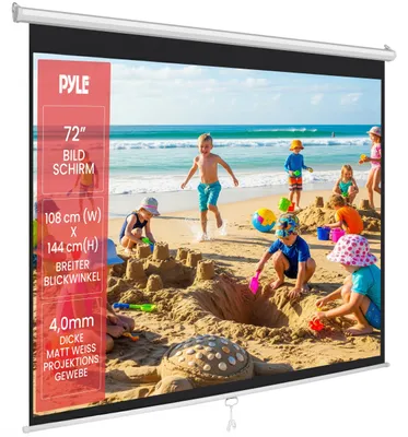 Productafbeelding van Pyle Beamer Rolgordijn, 72 inch, 144x107 cm, beeldverhouding 4:3, compatibel met Full-HD en 4K, wit