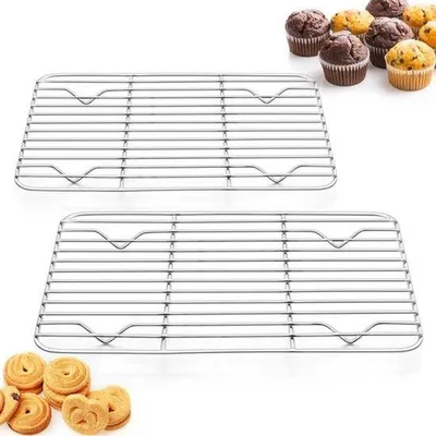 Image de Lot de 2 grilles de cuisson en acier inoxydable pour cuire, rôtir et griller, 21 x 16 cm