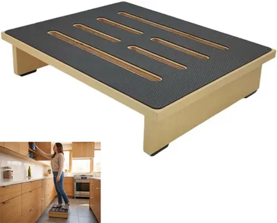 Holz-Trittstufe mit Anti-Rutsch-Pad, 40x32x10 cm, für Bad & Küche