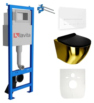 Produktbild von LAVITA WC-Set SOFI SLIM GOLD/BLACK LAV 101 LAV 200.3.1 spülrandlos Weiß