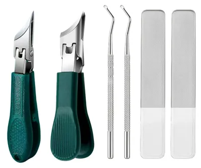 Produktbild von Nagelknipser Set 2 Stück für Fußnägel, gebogen, mit Auffangbehälter, 2 Feilen, 2 Nagelpicks