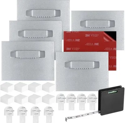 Image de Crochets adhésifs en aluminium pour tableaux, lot de 6, 6 x 8 cm, pour tableaux lourds