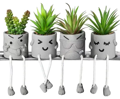 Zdjęcie produktu dla INFTYLE Kreatywne sztuczne sukulenty w doniczkach – miniaturowe sukulenty, wzbudzające emocje