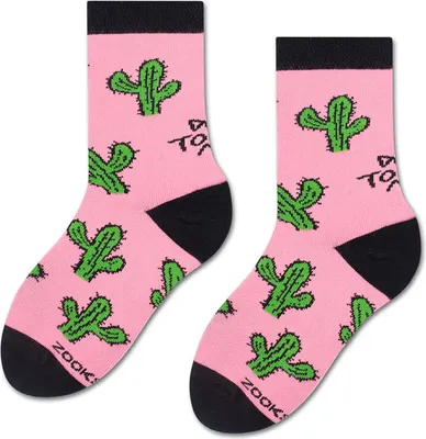 Produktbild von lustige rosa Socken für Kinder 30-35, lange Kaktussocken mit der Aufschrift "nicht anfassen"