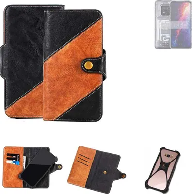 Produktbild von K-S-Trade Handyhülle Schutzhülle Bookstyle Case Wallet-Case kompatibel mit AGM X6 Handy Cover Bumper Klapphülle schwarz hellbraun 1x