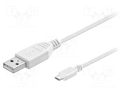 Obrázok produktu pre 1x Kábel, 1,8 m, USB 2.0, konektor USB A, konektor Micro-USB B, biela farba, model 95143, USB kábel