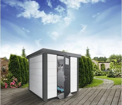 Produktbild von Gartenhaus Classico 2424 inkl. Regenrinne 258 x 258 cm weiß