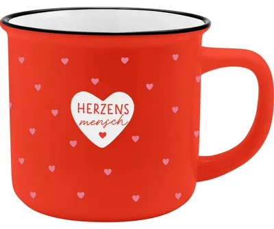 XL-Porzellanbecher Herzensmensch, 55 cl, mit Geschenkbanderole