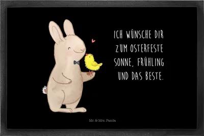 Produktbild von Mr. & Mrs. Panda Schmutzmatte Hase Küken 40 x 60 cm - Schwarz - Geschenk, abstreifer, Bodenvorleger, Ostern, Schmutzfangmatte, fußmatte, Fussmatte