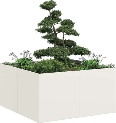 Productafbeelding van Maison Exclusive - Plantenbak Wit, 80x80x40 cm, van koudgewalst staal