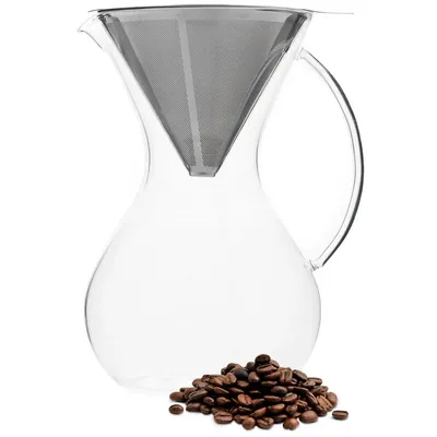 Produktbild von Kaffeekanne zum Übergießen – Kaffeemaschine – Kaffeekanne – Glas – Edelstahl – 600 ml
