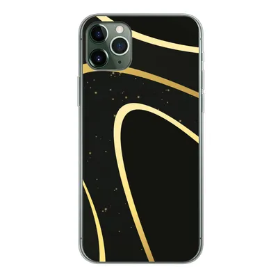 Produktbild von MuchoWow® Handyhülle Schutzhülle Hülle für iPhone 11 Pro Max Goldene Wellen auf schwarzem Hintergrund Silikon Softcase Handy Hülle - Schutz
