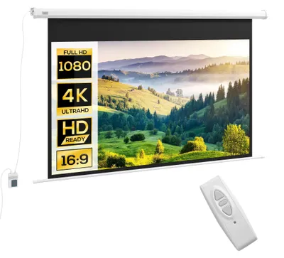 Produktbild von HOMCOM Beamer-Leinwand Elektrisch 266 x 149 cm 16:9 Projektionsleinwand, Metall