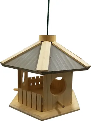 Produktbild von Dehner Natura Premium Wildvogel Futterhaus Dakota, Futterstation für Wildvögel, Vogelhaus wetterfest/hängend, inkl. Aufhängevorrichtung, ca. 30 x 26 x 22 cm, aus FSC®-em Kiefernholz