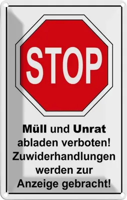 Produktbild von vianmo Blechschild 30x20 cm Stop Müll und Unrat verboten Warnschild Hinweisschild Sicherheit Vorsicht