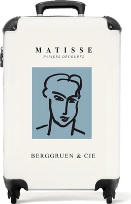 Produktbild von NoBoringSuitcases.com® Koffer Handgepäck Trolley Rollkoffer Kleine Reisekoffer mit 4 Rollen - Matisse - Kunst - Blau - Linienkunst - Mensch - Cabin Size < 55x40x23 cm & 55x40x20 cm - Fotokoffer - Kabinenkoffer - BoardgepäckHandgepäck Koffer 55x35x20 cm, 36L,