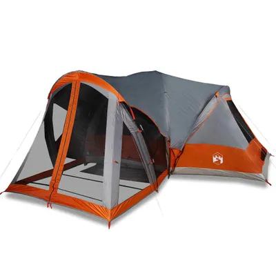 Produktbild von Tipi-Familienzelt 8 Personen Grau und Orange Wasserdicht