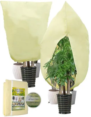 Produktbild von Unyqoos® Winterschutzhaube für Garten- & Kübelpflanzen, verstärktes Vlies 180 x 120 cm, Reißverschluss & Kordel, wiederverwendbar, bis −15°C, 80 g