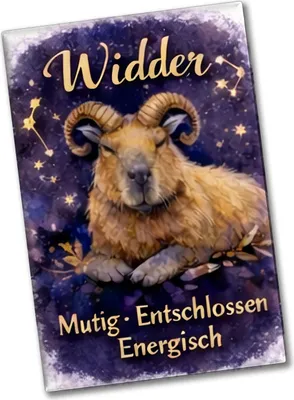 Produktbild von Widder Sternzeichen Cabybara Souvenir Magnet für Astrologie Fans