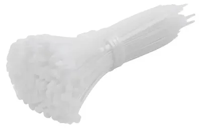 Zdjęcie produktu dla Opaski kablowe, nylonowe, odporne na temperaturę, białe, 3x100 mm, 1000 sztuk