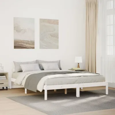 Produktbild von Maison Exclusive - Massivholzbett Extra Lang ohne Matratze Weiß 160x220 Kieferholz
