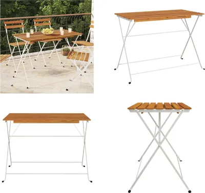 Obrázek produktu pro vidaXL Bistro stůl skládací 100x54x71 cm masiv akácie a ocel - Skládací bistro stůl - Skládací bistro stoly - Zahradní nábytek - Jídelní stůl