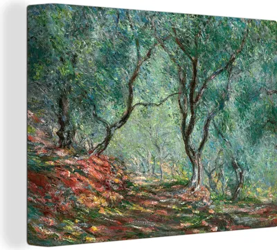 Produktbild von MuchoWow® - Leinwandbilder - Olivenbäume im Garten von Moreno - Gemälde von Claude Monet, Wandbild, Wanddeko Bilder Wohnzimmer, 120x90 cm