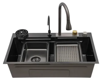 Immagine prodotto di Set completo per cucina in acciaio inossidabile - Lavello in acciaio inossidabile - Accessori per cucina - Set per cucina - Rubinetto estraibile