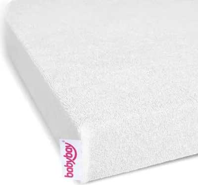 Produktbild von babybay Frottee Spannbetttuch mit Membran passend für die Modell Original, weiß, 81 x 42 cm (Einzelpack) Frottee mit Membran