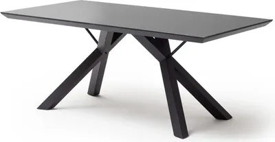 Produktbild von EVERETT Esstisch mit Sicherheitsglasplatte in Anthrazit mit formschönen Metallgestell in Anthrazit, Stellmaß 180x75x95 cm