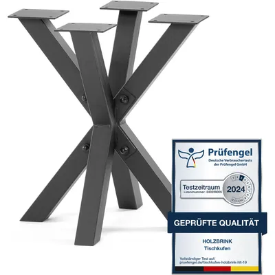 Produktbild von HOLZBRINK Tischbeine aus Metall, Tischgestell für Beistelltisch Computertisch Gartentisch, 40x40x43 cm (LxBxH), Schwarz, 1 Stück