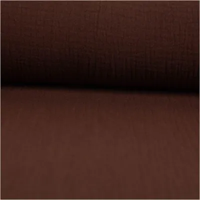 Produktbild von Musselin Stoff  Baumwollstoff Double Gauze uni Dunkelbraun 130 cm